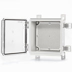 QILIPSU Waterproof Junction Box IP67 Outdoor Plastic Electrical Project Enclosure Weatherproof with Mounting Plate, Wall Brackets, Hinged Clear Cover 5.9"x5.9"x3.5" CC