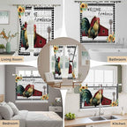 Farmhouse Rooster Kitchen Curtains 36 Inch Length, Small Window Curtains Tab Top, Rustic Red Barn Windmill Sunflowers Light Filtering Short Window Treatments Tier Drapes 27.5"x36" 2 Panel