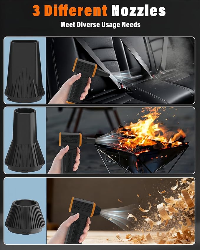 Compressed Air Duster, 130K RPM Powerful Cordless Electric Mini Blower with Display, 10-Gear Adjustable Jet Fan with Fast Charging, Rechargeable Dust Blower for Home, Outdoor and Car (Black, Blow)