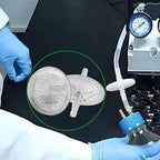 PTFE Venting Filter Disc - 50mm,0.2μm Individually Packed,Stepped Hose Barbs,(¼-½ in) Diameter,60 psi Maximum Operation Pressure (Pack of 1)