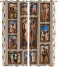 2 Panel Kitchen Cafe Curtains, Desert Camels Sunlight Filtering Nature Air Through, Home Decor Window Covering Tier Curtains for Living Room 80W x 84L inch Western Wildlife Brown Animals Country