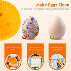 Egg Brush Cleaner, Egg Cleaner Scrubber for Fresh Eggs, Cute Chick Shaped Silicone Egg Washer, Reusable Multipurpose Washing Egg Tool for Fruits and Vegetables(Yellow, 1 Set)