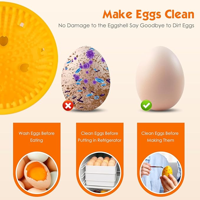 Egg Washer for Fresh Eggs, Silicone Egg Brush Cleaner, Egg Cleaner Scrubber for Fresh Eggs, Reusable Multipurpose Washing Egg Tool for Fruits and Vegetables(Grey)
