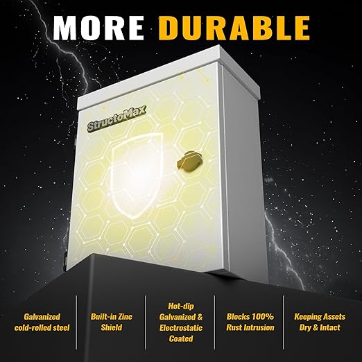 Steel Electrical Box, 20"x16"x8" Steel Enclosure, IP67 Waterproof & Rust-Resistant, Outdoor/Indoor Electrical Junction Box with Mounting Plate for Wall/Pole Mount