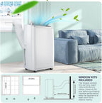 Portable Air Conditioners, 12000 BTU Portable AC for Rooms Up to 550 Sq.Ft. 3-In-1 AC with Fast Cooling, Dehumidifier & Three Speed Fan, 24H Timer/Remote Control/Ultra Quiet for Bedroom, White
