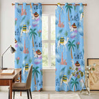 2 Panel Kitchen Cafe Curtains, Desert Landscape Sunlight Filtering Nature Air Through, Window Decor Tier Curtains for Living Room 104W x 90L inch Cute Camels Palm Trees Houses Leaves Blue