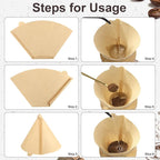100 Count #4 Cone Coffee Filters 8-12 Cups, Disposable Natural Coffee Filters 4 Cone Paper Unbleached 4 Filters Paper Compatible with Ninja, Drip and Pour Over Coffee Maker
