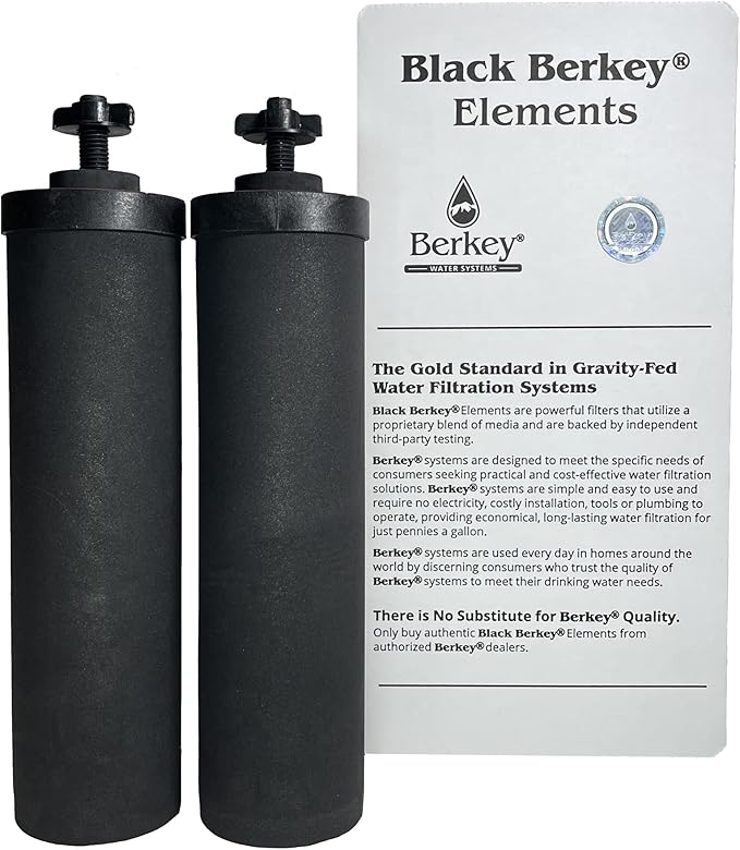 Berkey Authentic Black Berkey Purification Elements - Berkey Water Purifier Replacement Filters (Pack of 2)