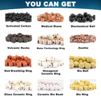 Aquarium Filter Media 12 Species Bio Balls Ceramic Rings Activated Carbon Filter Media Kit with Free Mesh Bag for Fish Tank Pond Canister Filter