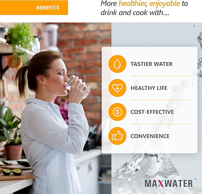 Max Water 1 Micron 20 x 4.5 Sediment Filter - Whole House BB Water Filtration System Replacement Cartridge Compatible with DGD-5005-20, AP810-2, FP25B, SDC-45-2005, 4 Pack