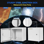 Outdoor Electrical Box, Steel Junction Box 16X16X8'', NEMA 4X Electrical Enclosure Box IP66 Waterproof & Dustproof, Universal Electrical Project Box with Lock & Mounting Plate