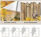 Farmhouse Sunflowers Swag Valances for Windows, Rustic Floral Buttterfly Wood Board Brown Rod Pocket Kitchen Curtains Valance, Small Window Curtains Swag for Cafe Living Room, 2 Panels, 28x36 inch