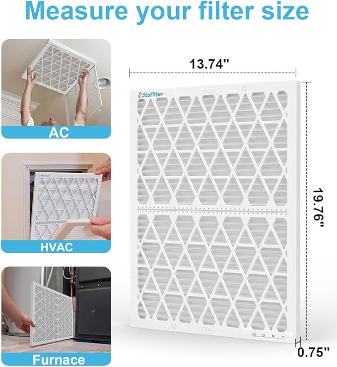 Reusable 14x20x1 Air Filter (MERV 8), 1 Foldable Frame + 6 Refills (Not Individual Filters), Greener HVAC AC Furnace Air Filters MPR 700&FPR 5(Actual Size:13.75"x19.75"x0.75")