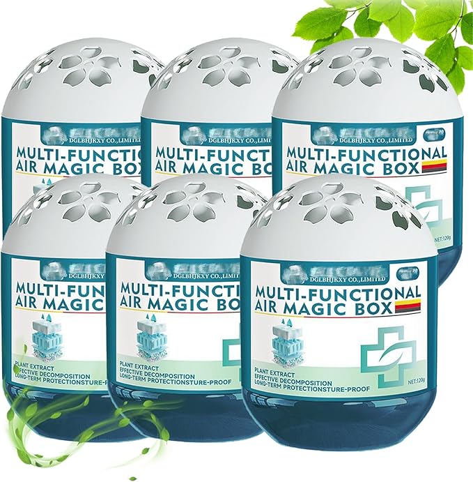 Air Magic Box, Indoor Air Purification Dust Removal Magic Box, Requires No Electricity, Silent Automatic Vacuuming, Long Lasting Fresh Air Gel 4.23 Oz for Any Corner (6PCS)