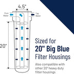 Pentair Pentek DGD-5005-20 Big Blue Water Filter, 20-Inch Whole House Sediment Filter Cartridge Replacement, Dual-Gradient Density Spun Polypropylene, 20" x 4.5", 5 Micron, Pack of 1, White