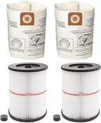 17816 Filter for Craftsman Shop Vac Filter 9-17816 Wet/Dry Air Filter fit 5 6 8 12 16 Gallon Vacuum Cleaner, CMXZVBE38749 Vacuum Bags for Craftsman Shop Vac 16 to 20 gallon Dust Collection Bags