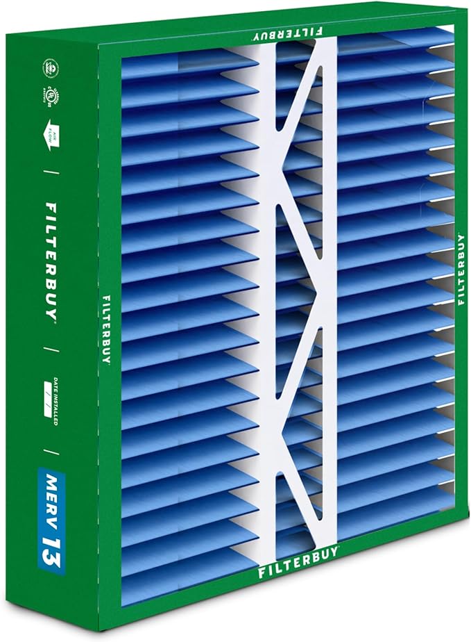 Filterbuy 16x22x5 Air Filter MERV 13 Optimal Smoke & Allergy Defense (3-Pack), Pleated HVAC AC Furnace Filters for Amana, Coleman, Goodman, York, and More (Actual Size: 15.38 x 21.88 x 5.25)