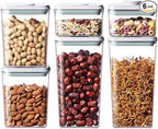 Pop Food Storage Containers Set, 6Pcs Airtight Containers with Lids for Kitchen Pantry Organizers and Storage,One Button Opening BPA-Free Food Containers for Cereal Flour Sugar(0.6, 1.3, 1.9Qt)*2