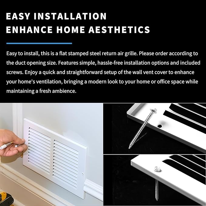 14x14 Return Air Grille(Duct Opening Size),Air Return Vent Cover,Flat Vent Cover,Rejillas De Aire Acondicionado Para Casa,Return Air Grilles,Outer Dimensions:15.75"Wx15.75"H(14"W x 14"H, Duct Opening)