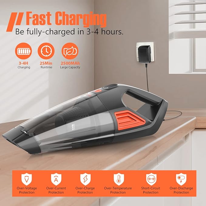 Handheld Vacuum Cordless Cleaner,Powerful Portable and Dust Buster Hand Vcauum Rechargeable with Large-Capacity Battery for CarPetOfficeHome (Mixed Colors) (Dark Purple)
