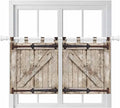Farmhouse Wood Grain Kitchen Curtains 36 Inch Length, Small Window Curtains Tab Top, Vintage Country Barn Gate Brown Light Filtering Short Window Treatments Tier Drapes 27.5"x36" 2 Panel