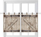 Farmhouse Wood Grain Kitchen Curtains 36 Inch Length, Small Window Curtains Tab Top, Vintage Country Barn Gate Brown Light Filtering Short Window Treatments Tier Drapes 27.5"x36" 2 Panel