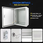 Outdoor Electrical Box, Steel Junction Box 16 x 12 x 8'', NEMA 4X Electrical Enclosure Box IP66 Waterproof & Dustproof, Universal Electrical Project Box with Lock & Mounting Plate