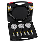 SINOCMP Hydraulic Pressure Test Kit with 3 Gauges 10/25/40 Mpa, 3 Long Hoses 6 Couplings Diagnosis Gauge Tester Set for Excavator Construction Engineering Machinery Equipment