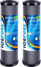 ICEPURE 1 Micron 2.5" x 10" Whole House CTO Carbon Sediment Water Filter Cartridge Compatible with DuPont WFPFC8002, WFPFC9001, SCWH-5, WHCF-WHWC, WHCF-WHWC, FXWTC, CBC-10, RO Unit, Pack of 2