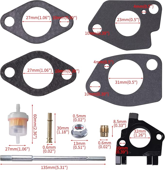 Air Filter Adapter Jet Kit for Predator 301cc 420cc 11hp 13hp 15hp GX340 GX390 389cc Stage 1 Mini Bike Parts Go Kart Golf Cart Lawnmower Water Pump Pressure Washer Generator OHV Engine (Black)