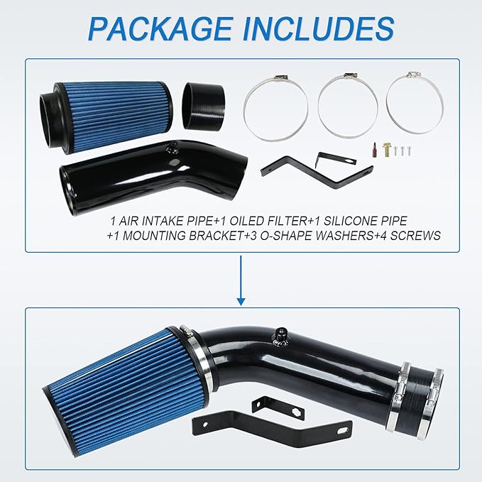 Oiled Cold Air Intake 7.3 Diesel Kit Air Intake Pipe With Oiled Filter Replacement For Ford F250 F350 F450 Super Duty 7.3L Power stroke Diesel 1999.5-2003 (1999.5-2003 F250 F350 F450 7.3L Diesel)