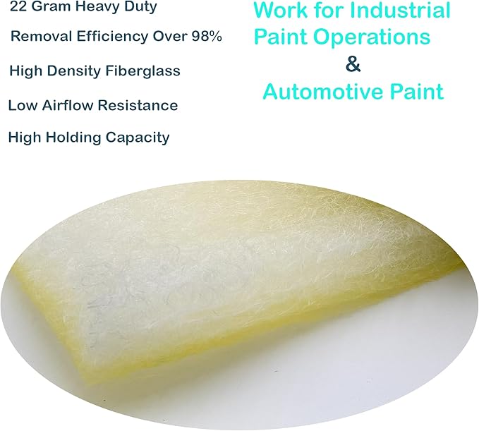 wioboy Paint Booth Exhaust Filter Roll (36" x 200ft), 22 Gram Heavy Duty Fiberglass Paint Arrestor for Spray Booth