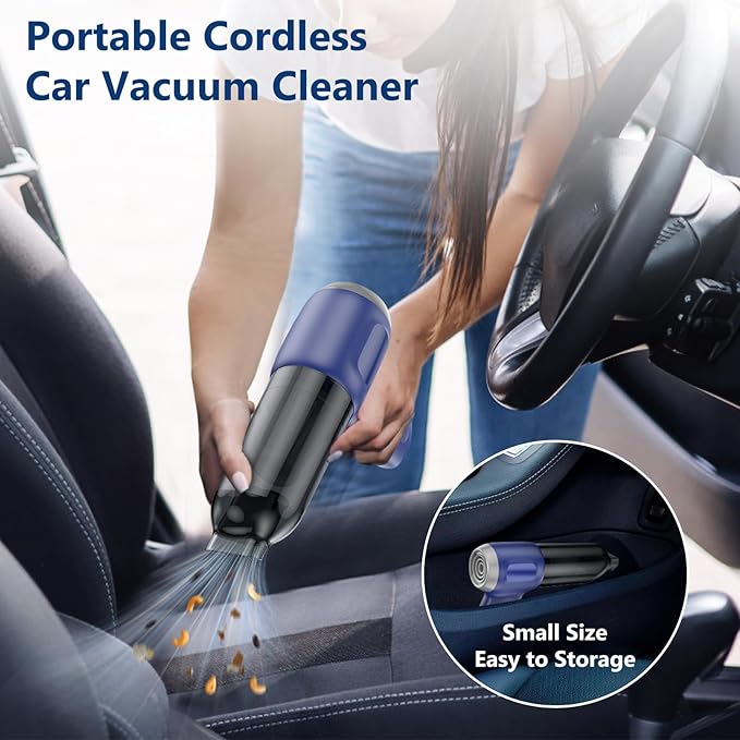 Fanisic Car Vacuum Handheld Vacuum Cleaner/Air Duster, 15000PA Strong Suction with Brushless Motor, Rechargeable Dust Buster/Hand Pump Low Noise for Car Detailing Home Office Cleaning