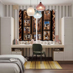 2 Panel Kitchen Cafe Curtains, Desert Camels Sunlight Filtering Nature Air Through, Home Decor Window Covering Tier Curtains for Living Room 80W x 63L inch Brown Wildlife Farmhouse Animals Rustic