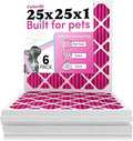 25x25x1 Air Filter by Colorfil | Color Changing Filters for Cat and Dog Odor | MERV 8 Furnace AC Filter for Pet Hair and Dust | 24.5"x24.5"x0.75" Exact Size | Pack of 6