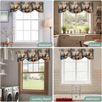 Country Flower Tie Up Valance for Window, Western Texas Star Butterfly Barn Door Adjustable Balloon Window Shade Valance Curtain for Kitchen Cafe Bathroom Window Treatment Panel 42''x12''