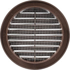 Brown 4" Inch Round Ventilation Grille with Insect mesh. (Duct 4Ø / Grille 5Ø) Ventilation Applications. Indoor and Outdoor Vent Cover. Available 3 Sizes / 4 Colors.