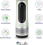 LivePure 3-in-1 LP500 Clean Heat Air Purifier & Electric Heater – Oscillating Portable Heater with 2 Heat Modes and Air Filtration – Heater for Indoor Use in Bedrooms, Home Office & Apartments, Sage