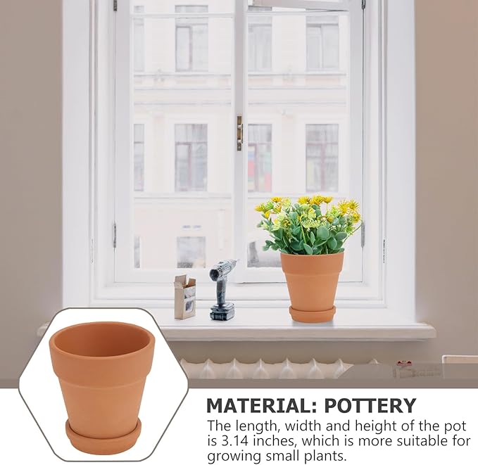5pcs Red Terracotta Succulent Pots with Drainable Saucers 8x8cm Baked Clay Planting Containers for Indoor and Outdoor Gardening