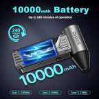 Compressed Air Duster 180000RPM, Electric Air Duster with 3 Gears Adjustable, Powerful Cordless Dust Cleaner with Rechargeable 10000mAh Battery for Keyboard/PC/Car/Outdoor/Air Bed with Brush