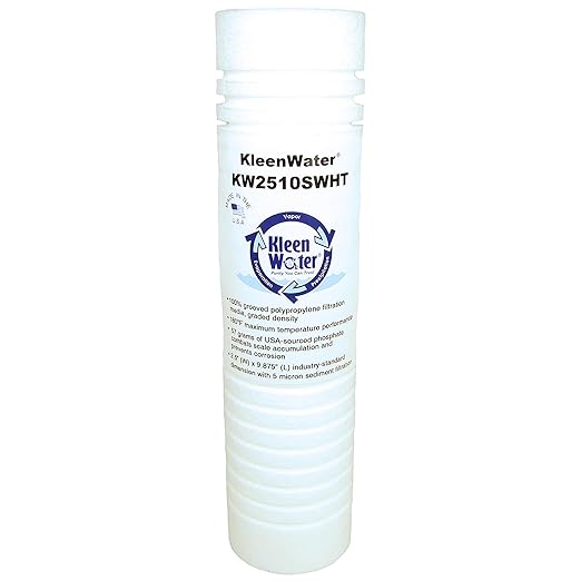 Dishwasher Water Filter, KleenWater KW2510HW Under Sink Filtration System, Polyphosphate Filters for Hard Water and Cloudy Film Residue on Dishes and Glasses