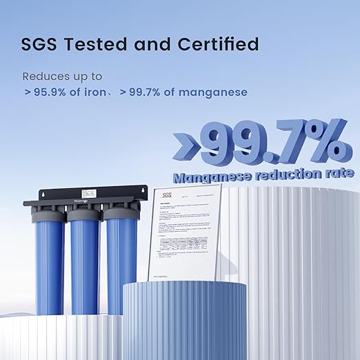 Waterdrop 3-Stage Whole House Water Filter System and Whole House Water Filter, Reduce Iron&Manganese, with Carbon&Sediment Filters, 7-Stage Filtration