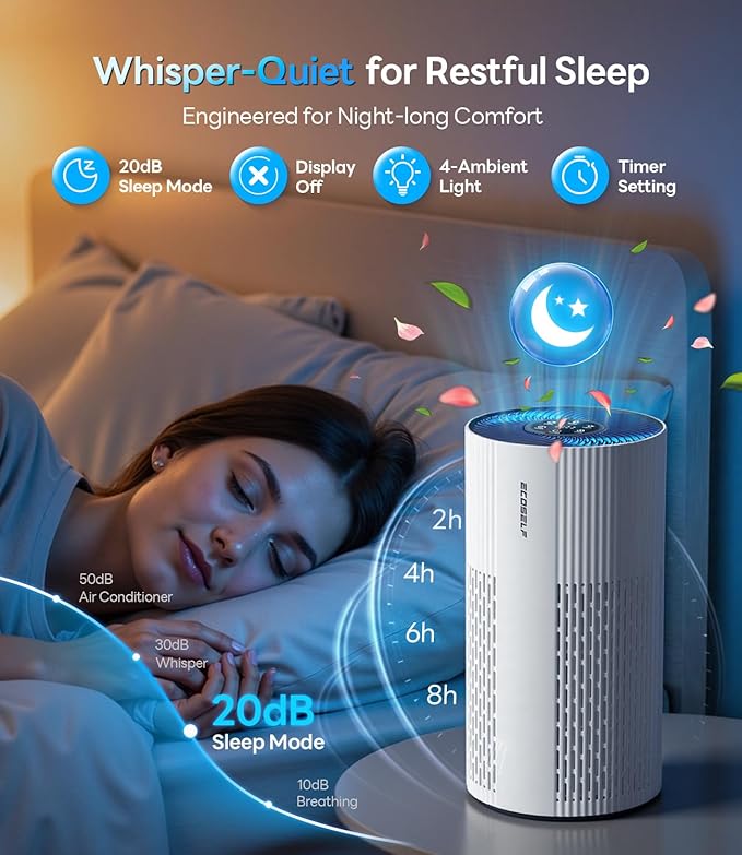 Genuine Ecoself Air Purifier Replacement Filter for HAP604, 3-In-1 Air Filter with Efficiency Activated Carbon Filtration System, 2 Pack, White