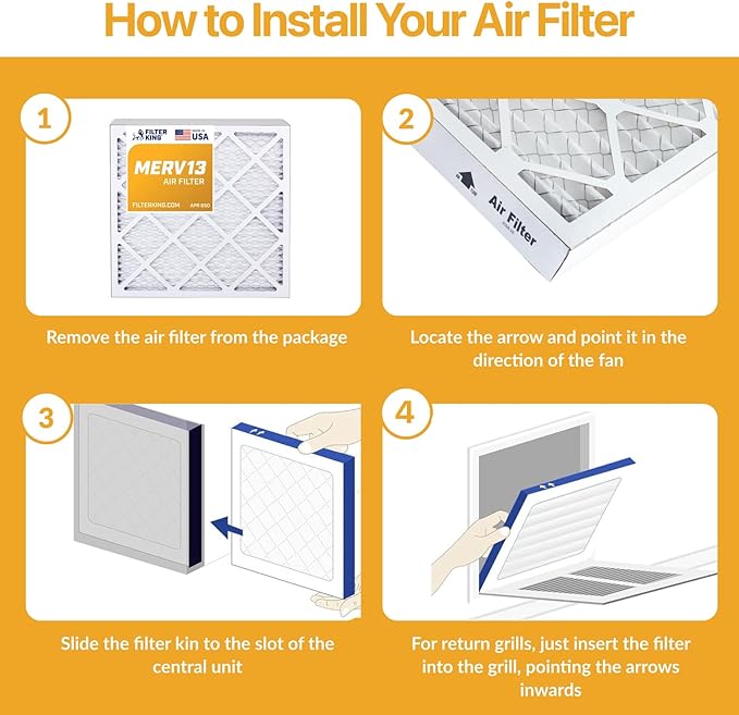 Filter King 17x25x1 Air Filter | 6-PACK | MERV 13 HVAC Pleated A/C Furnace Filters | MADE IN USA | Actual Size: 17 x 25 x .75"