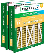 Filterbuy 20x25x5 Air Filter MERV 11 Superior Pet & Allergy Defense (2-Pack), Electrostatic Pleated HVAC AC Furnace Filters Replacement for Honeywell Return Grille (Actual Size: 18.38 x 23.38 x 3.69)