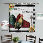 Farmhouse Rooster Living Room Curtains 84 Inch Length, Window Curtains Tab Top, Rustic Red Barn Windmill Sunflowers Light Filtering Window Treatments Drapes 42"x84" 2 Panel