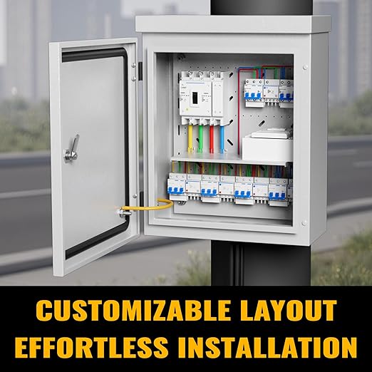 Steel Electrical Box, 20"x16"x10" Steel Enclosure, IP67 Waterproof & Rust-Resistant, Outdoor/Indoor Electrical Junction Box with Mounting Plate for Wall/Pole Mount