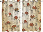 2 Panel Kitchen Cafe Curtains, Desert Sand Camel Sunlight Filtering Nature Air Through, Home Decor Window Covering Tier Curtains for Living Room 104W x 72L inch Summer Tropical Animals Vintage Beige