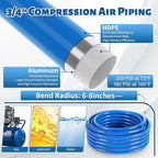 Shop Air Line Kit 3/4” 200FT Compressed Air Piping System HDPE-Aluminum-HDPE Air Tubing with 4-Way Aluminum Blocks Brass Valves Air Piping Fittings Kit Air Compressor Accessories for Garage
