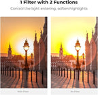 K&F CONCEPT 58mm Black Diffusion Mist 1/4 Effect & Variable ND2-400 (1-9 Stops) ND Lens Filter 2 in 1, Putter Adjust Multi-Function Filter for Camera Lens with 28 Multi-Coated (Nano-X Series)